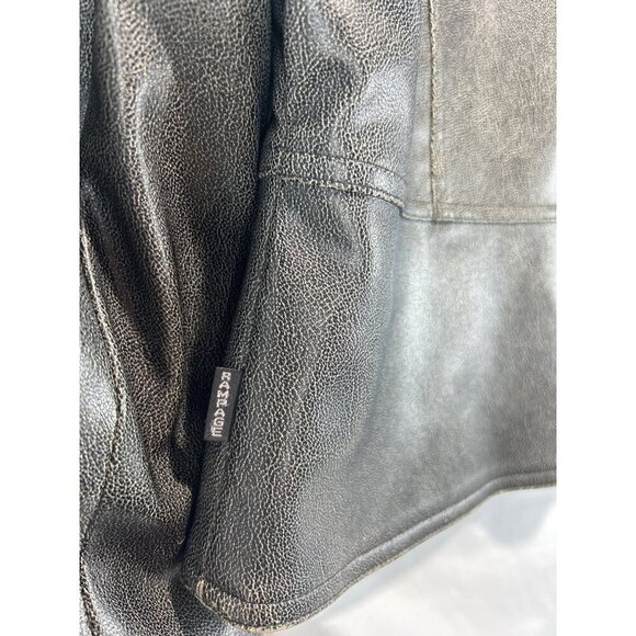 Rampage Women's Black Motorcycle Jacket Leather Zipped Pockets Full-Zip M (A-8) - Picture 4 of 7